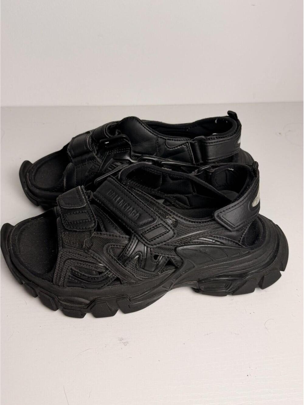 Balenciaga Track Sandals Triple Black Men's Size 8 - Picture 3 of 6